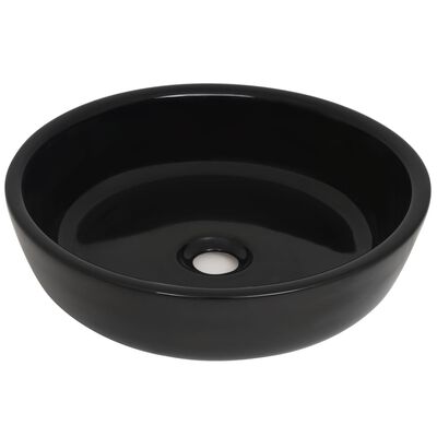 vidaXL Umywalka ceramiczna, okrągła, 42x12 cm, czarna