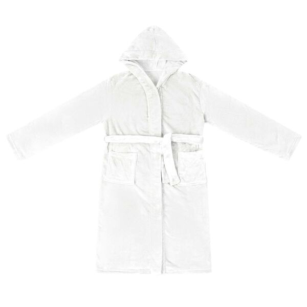 vidaXL Szlafrok z kapturem Biały xl Flanela