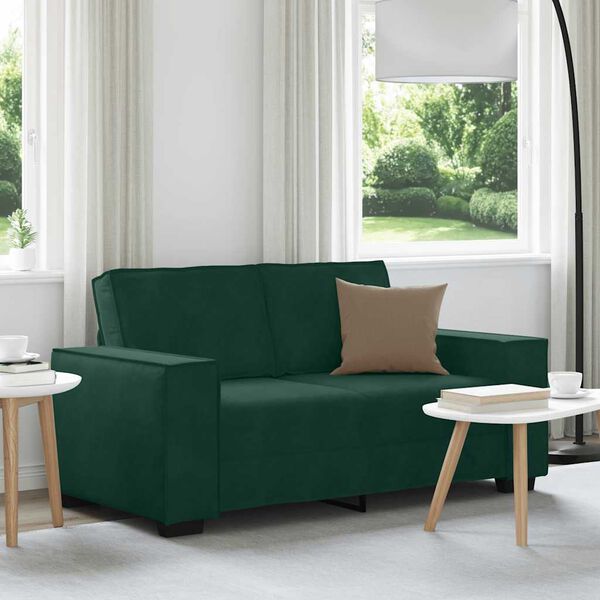 vidaXL Sofa 2-osobowa, ciemnozielona, 160x78x84 cm, tapicerowana aksamitem