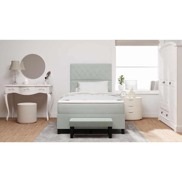 vidaXL Ł&oacute;żko sprężynowe z materacem Jasnoszary 120 x 200 cm Aksamit