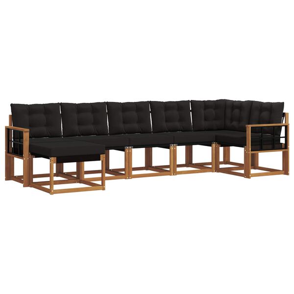 vidaXL Zestaw sof na zewnątrz z poduszką 7 pcs Naturalny i czarny