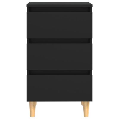 vidaXL 2 szafki nocne z drewnianymi nóżkami, czarne, 40x35x69 cm