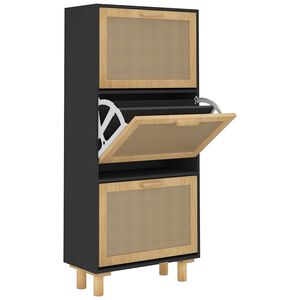 vidaXL Szafka na buty, czarna, 52x25x115 cm, materiał drewnopochodny