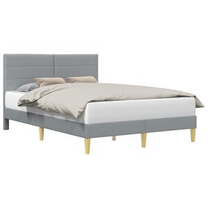 vidaXL Ramka ł&oacute;żka Z zagł&oacute;wkiem jasnoszary 120 x 190 cm tkanina