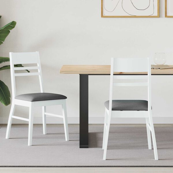 vidaXL Krzesła jadalne 2 pcs Biały 43 x 54 x 89 cm Drewno Gumowe