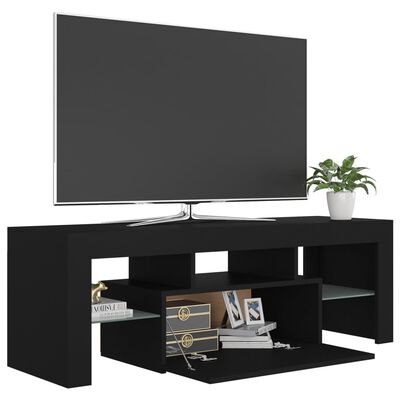 vidaXL Szafka pod TV z oświetleniem LED, czarna, 120x35x40 cm