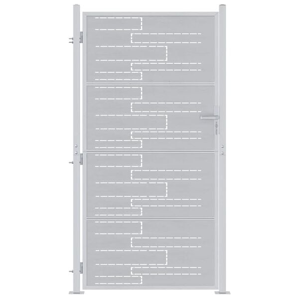 vidaXL Brama ogrodowa Z blokadą Srebrny 96 x 180 cm Stal nierdzewna