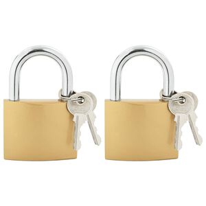 vidaXL Zamek U z kluczami 2 szt. Mosiądz Żelazo