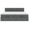 vidaXL Rama łóżka otomana z materacami, szara, 200x200 cm, tkanina