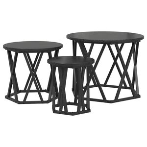 vidaXL Stolik boczny do nestingu 3 szt. Czarny Dąb 53 x 53 x 40 cm