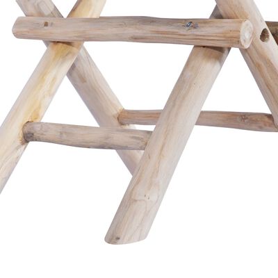 vidaXL Składany stołek, skóra naturalna i lite drewno tekowe
