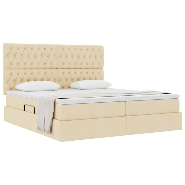 vidaXL Ł&oacute;żko z miejscem do przechowywania Kremowy 200 x 200 cm