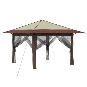 vidaXL Gazebo z 4 Ścianami 3,3 x 3,3 m Kremowy i brązowy