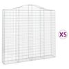 vidaXL Kosze gabionowe, 5 szt, 200x30x180/200 cm, galwanizowane żelazo