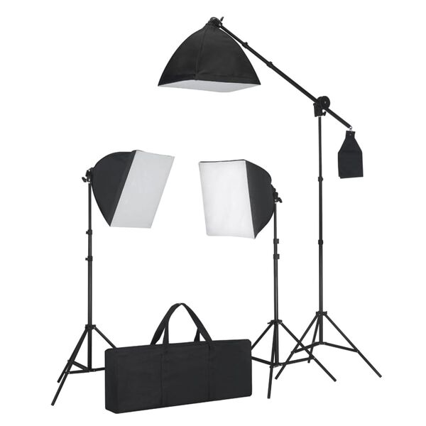 vidaXL Fotograficzny zestaw studyjny z lampami softbox i tłem