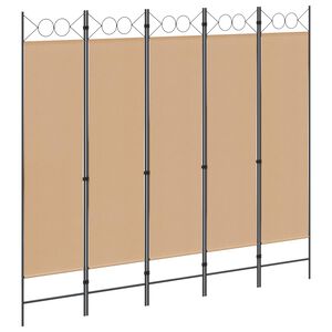 vidaXL 5-panelowy parawan Beżowy 200 x 180 cm tkanina