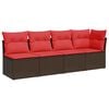 vidaXL Sofa ogrodowa z poduszkami 4-osobowa brązowa polirattanowa