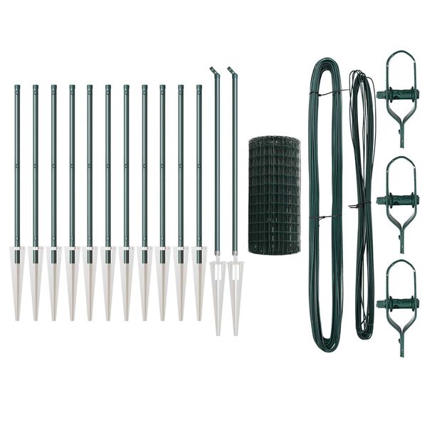 vidaXL Ogrodzenie z słupkiem Zielony 0,6 x 25 m Stal i PVC