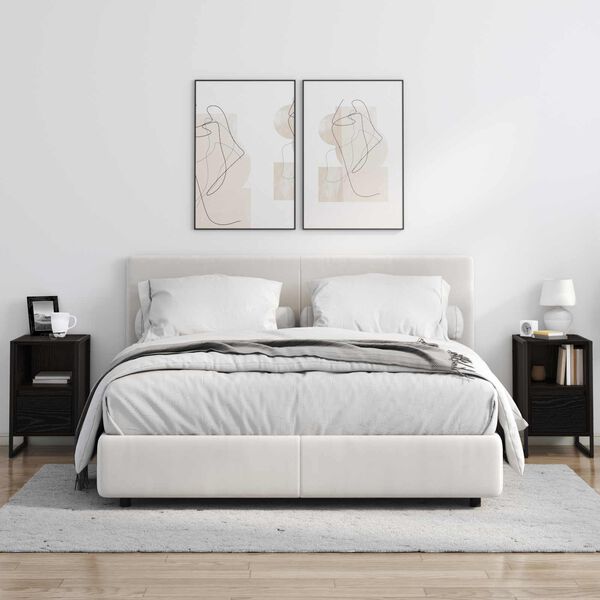 vidaXL Stolik nocny z szufladą Czarny Dąb 39,5 x 30 x 50 cm