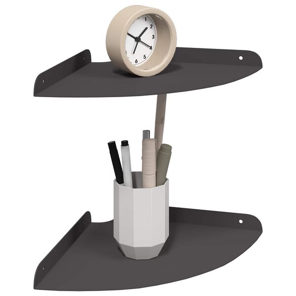 vidaXL Pływająca P&oacute;łka w Rogu z p&oacute;łką 2 pcs Czarny 24 x 24 x 2 cm