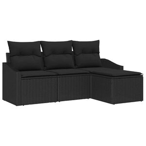 vidaXL Zestaw Sof 4 szt. Czarny polirattan