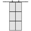 vidaXL Drzwi przesuwne z zestawem okuć czarne 90x205cm szkło hartowane