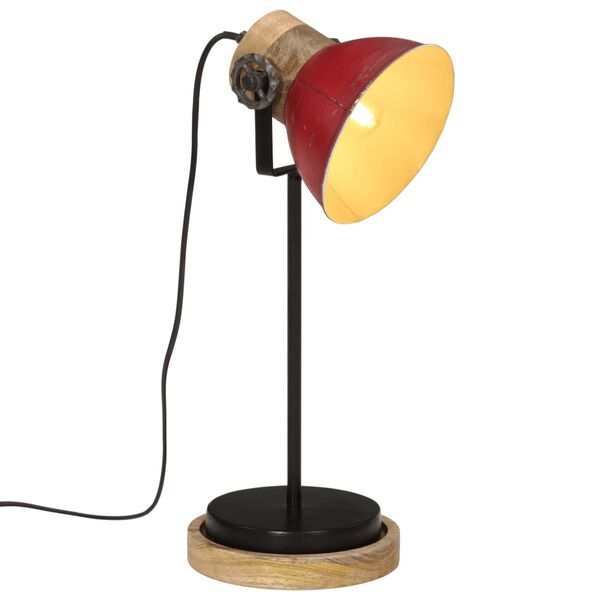 vidaXL Lampa stołowa, 25 W, postarzany czerwony, 17x17x50 cm, E27