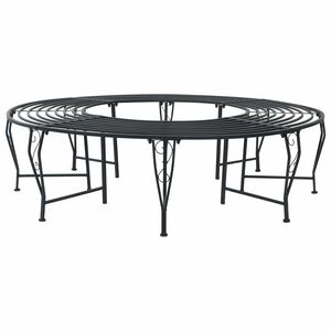 vidaXL Ławka Drzewna 8-Liczba miejsc &Oslash; 160 x 44 cm Stal Czarny Okrągły