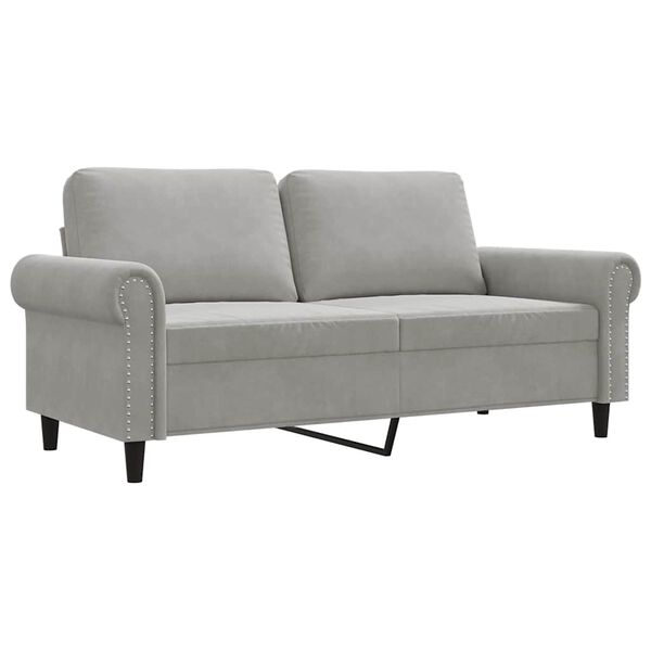 vidaXL Sofa 2-osobowa, jasnoszara, 140 cm, tapicerowana aksamitem