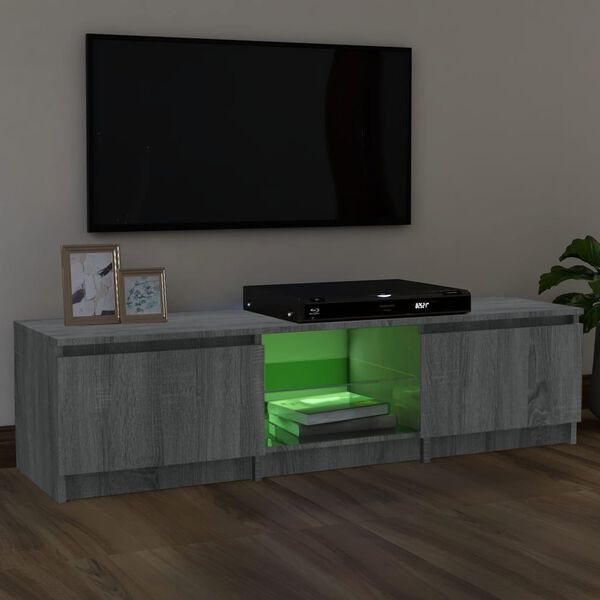 vidaXL Szafka pod TV, z LED, szary dąb sonoma, 140x40x35,5 cm