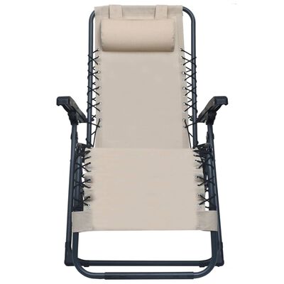 vidaXL Składane krzesło tarasowe, kremowe, textilene