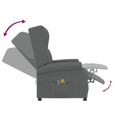 vidaXL Fotel uszak z masażem, elektryczny, ciemnoszary, obity tkaniną