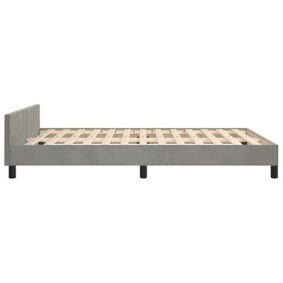 vidaXL Rama łóżka z zagłówkiem, jasnoszara, 140x190 cm, aksamitna
