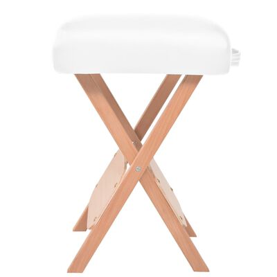 vidaXL Składany, 2-strefowy stół do masażu ze stołkiem, biały