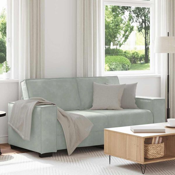 vidaXL Sofa 2-osobowa, jasnoszara, 180x78x84 cm, tapicerowana aksamitem