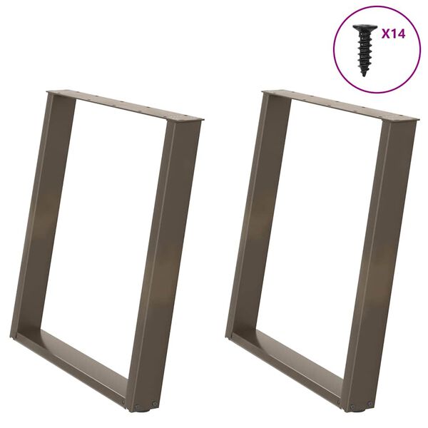 vidaXL Nogi do stołu jadalnego w kształcie litery U 2 szt. Naturalna stal 70x(72-73) cm Stal