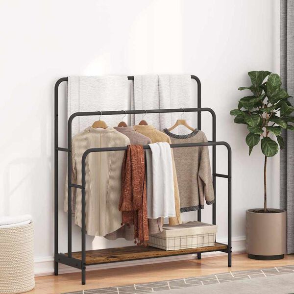 vidaXL Wieszak na ubrania z p&oacute;łką Stare drewno 90 x 30 x 100,5 cm