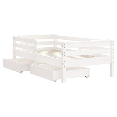 vidaXL Rama łóżka dziecięcego z szufladami, biała, 70x140 cm, sosnowa
