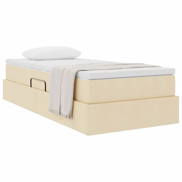 vidaXL Ł&oacute;żko z miejscem na przechowywanie i materacem Kremowy