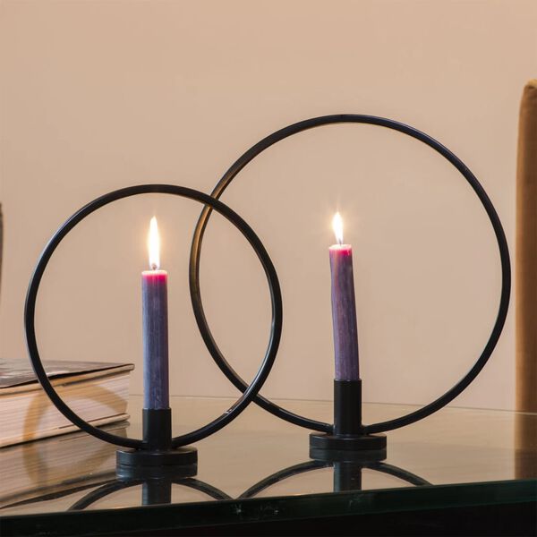 HI Zestaw 2 okrągłych świecznik&oacute;w, czarny