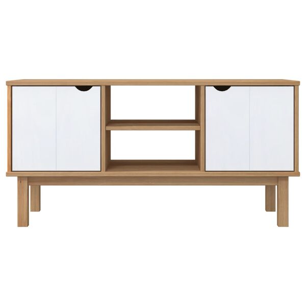 vidaXL Szafka pod TV OTTA, brązowo-biała 113,5x43x57 cm, sosna