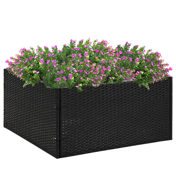 vidaXL Donica ogrodowa, czarna, 80x80x40 cm, rattan PE