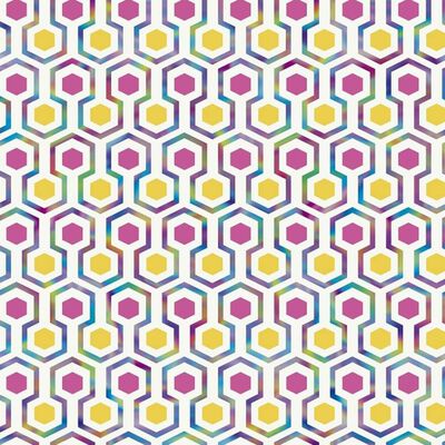 Good Vibes Tapeta Hexagon Pattern, różowo-żółta