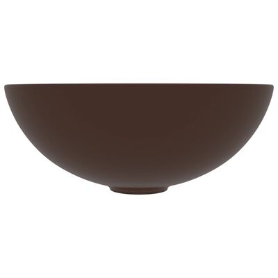 vidaXL Umywalka łazienkowa, ceramiczna, ciemnobrązowa, okrągła