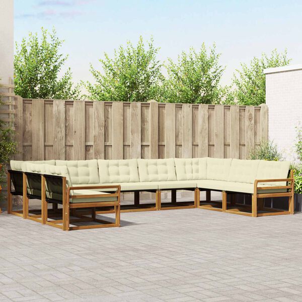 vidaXL Zestaw sof na zewnątrz z poduszką 9 pcs Naturalny i Kremowy