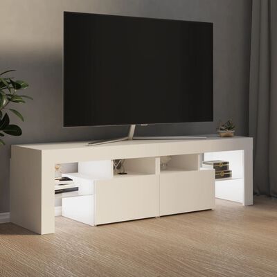 vidaXL Szafka pod TV z oświetleniem LED, biała, 140x36,5x40 cm