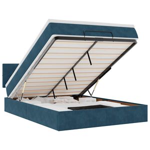 vidaXL Rama ł&oacute;żka otomana z materacem, niebieska, 140x190cm, aksamit