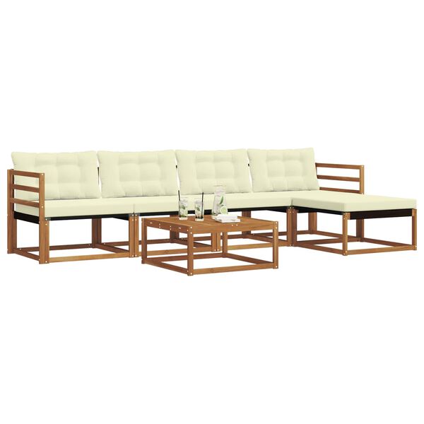 vidaXL Zestaw sof na zewnątrz z poduszką 6 pcs Naturalny i Kremowy