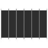 vidaXL Parawan 6-panelowy, czarny, 300x200 cm, tkanina