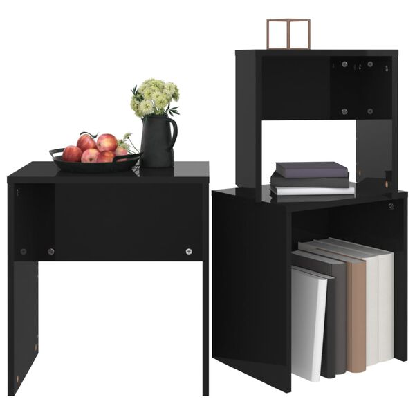 vidaXL Stoliki kawowe wsuwane pod siebie, 3 szt., czarne z połyskiem